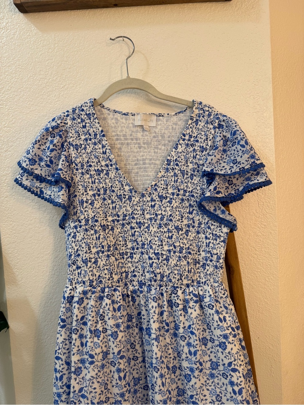 Sugarlips Blue Floral Smocked Maxi Dress - Picture 10 of 15